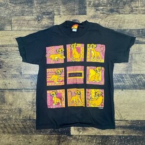 Vintage Disney The Lion King Simba Graphic T-Shirt Black Sun Sportswear Large